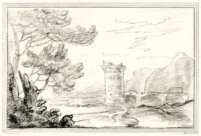 Studies & Designs: Landscape with a round Tower and Bridge