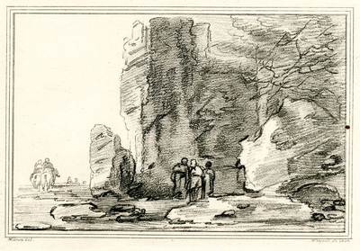 Studies & Designs: View of a ruined Tower with three Figures