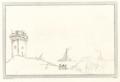 Studies & Designs: View of a Port with a square Tower
