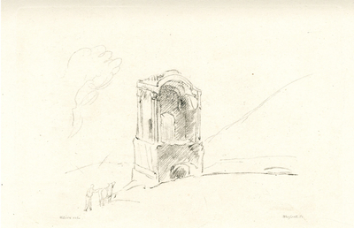 Studies & Designs: View of a ruined Tower with a Man and a Donkey in…