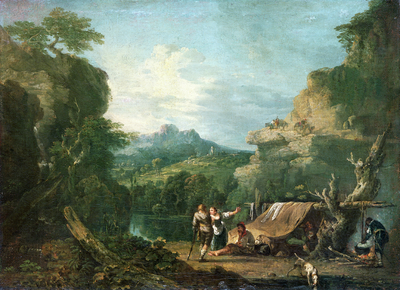Landscape with Banditti round a Tent