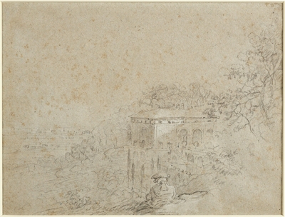 The Villa Madama, Rome, with a Man seated in the Foreground
