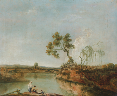 River: Boys fishing (A Backwater of the Severn)
(Landscape with…