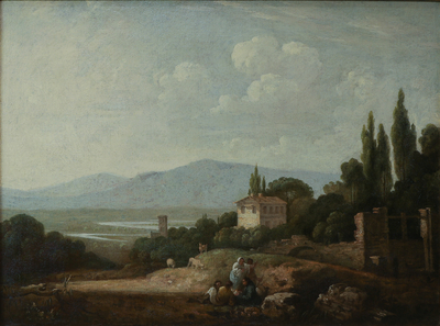 Extensive Italian Landscape with Buildings and Figures 