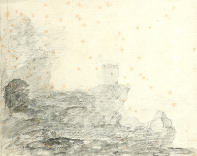 Study of a rocky Landscape with a Building 