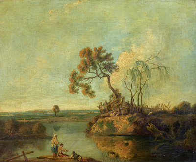 A Backwater of the Severn  (Landscape with Figures resting by a Lake)…
