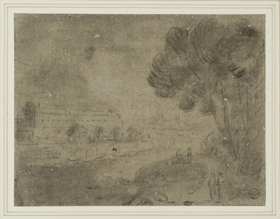 Composition, View of a Town with Trees