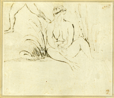 Figure with Head and Feet of Frog and Human Torso, sitting among Reeds