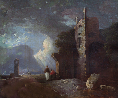 Two Figures by a Ruin (Ruined Tower with Figures)
