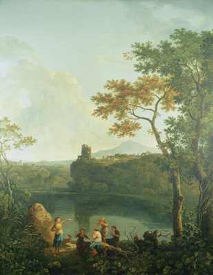 The Lake of Nemi or Speculum Dianae with Dolbadarn Castle (Diana and…