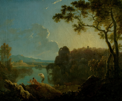 River Scene with Bathers, Cattle and Ruin (Landscape with Bathers)