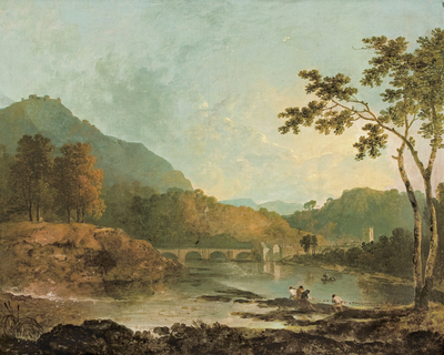 Dinas Bran from Llangollen - I (Lake Scene with Mountains)