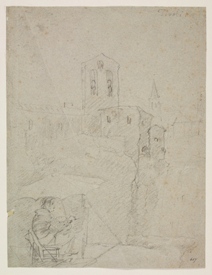 Study of Buildings with a Church in the Distance (Tivoli)